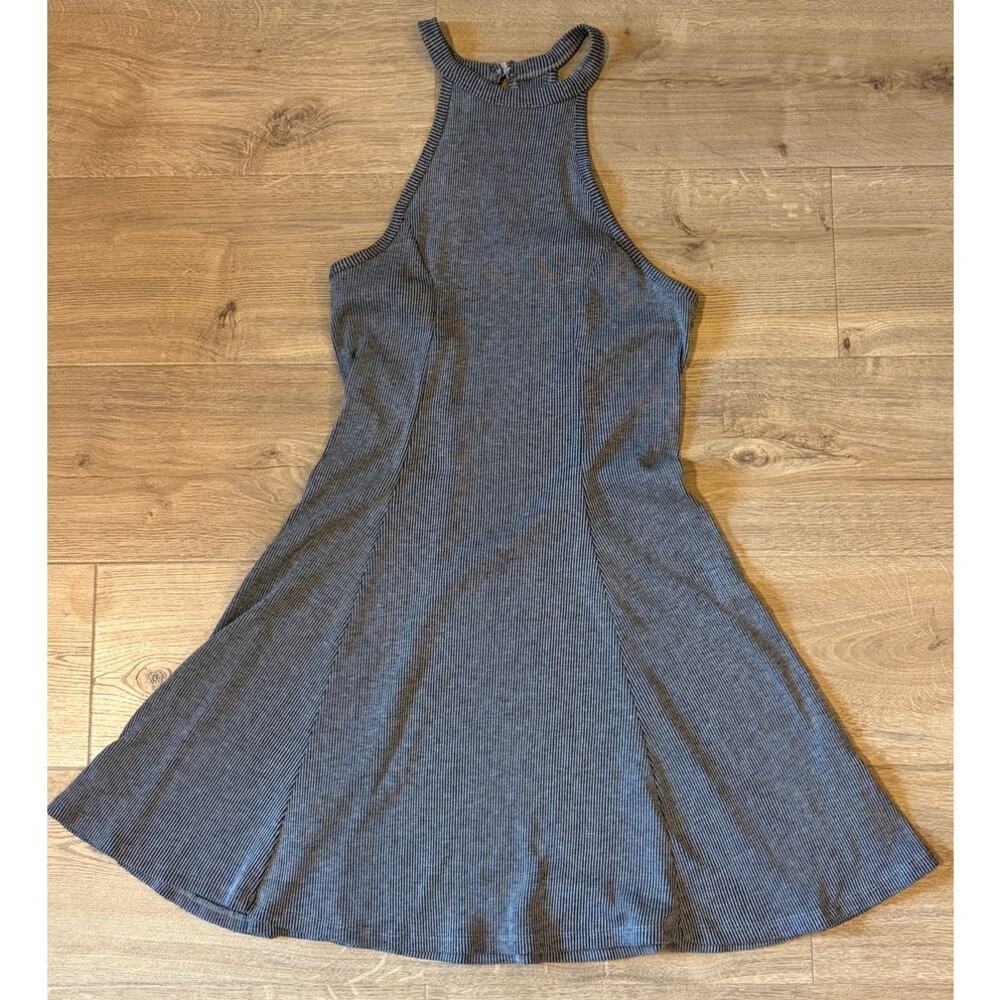 Hollister Women’s Large Gray Striped Ribbed Wide Leg Jumpsuit Sleeveless